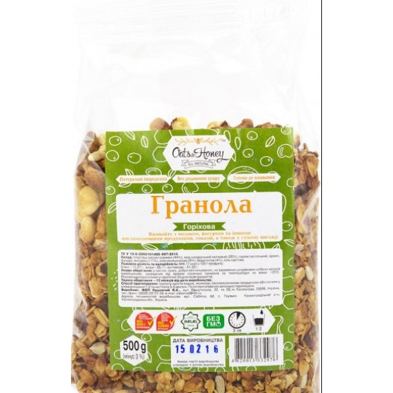 Гранола горiхова, 500г Oats & Honey