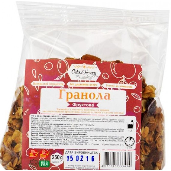 Гранола фруктова, 250г Oats & Honey