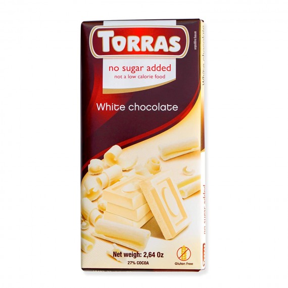 Білий шоколад без цукру (без глютену), 75г Torras