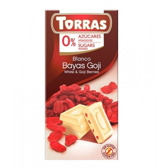 Білий шоколад без цукру з ягодами Годжі (без глютену), 75г Torras