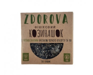 Козинак "Фініковий козинашок з активованим насінням чорного кунжуту та чіа" 50г ZDOROVA