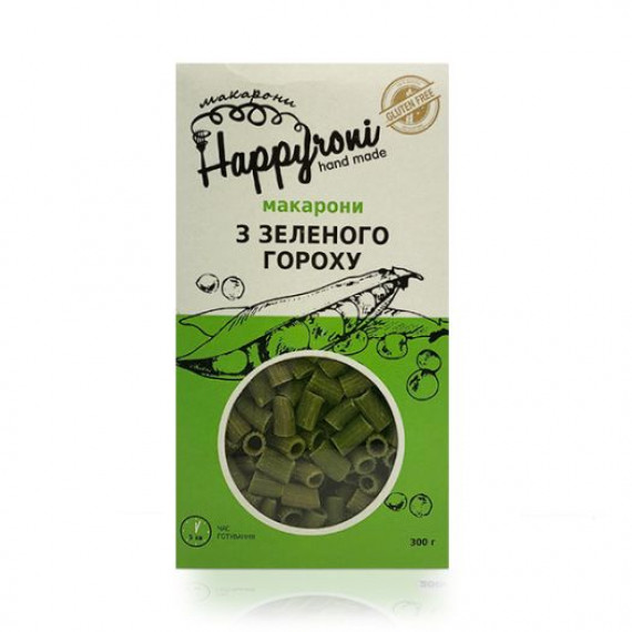 Макарони з зеленого гороху, 300г Happyroni