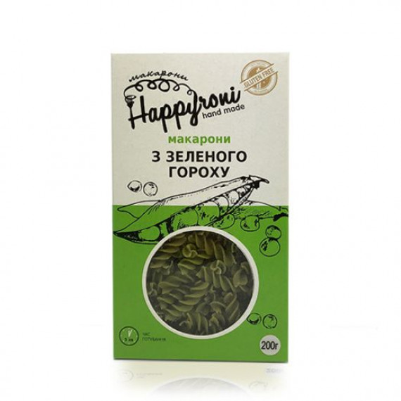 Макарони з зеленого гороху, 200г Happyroni