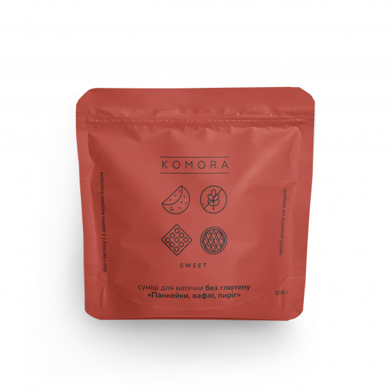 Суміш Sweet "Панкейки, вафлі, пиріг" безглютенова, 500г Komora