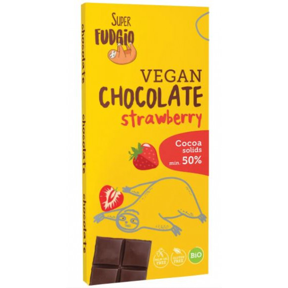 Органічний шоколад із полуницею, 80г Super Fudgio