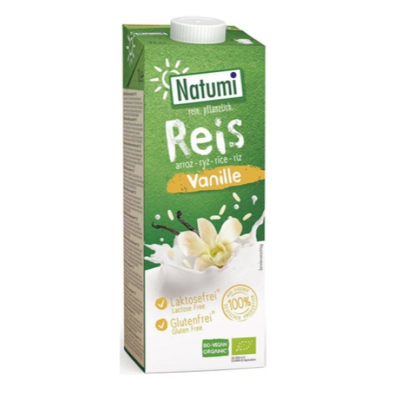 Органічне рисове молоко з ваніллю без цукру, 1л NATUMI