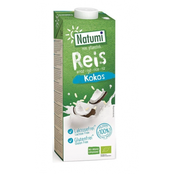 Органічне рисово-кококсове молоко без цукру, 1л NATUMI